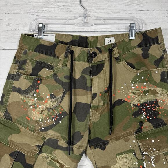 Smoke Rise Denim Co. Mens size 34 Camo paint splatter distressed shorts 82930 - Picture 4 of 8